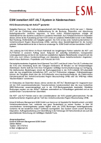 ESM installiert AST-/ALT-System in Niedersachsen